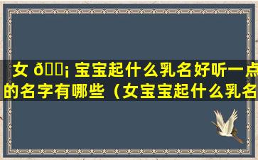 女 🐡 宝宝起什么乳名好听一点的名字有哪些（女宝宝起什么乳名好 🐛 听一点的名字有哪些呢）